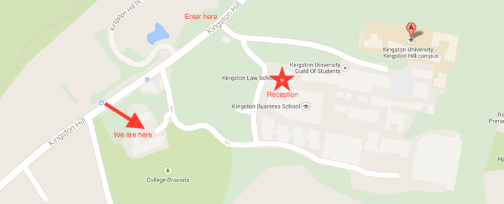Map showing Visconti Studio on the Kingston Hill campus,
